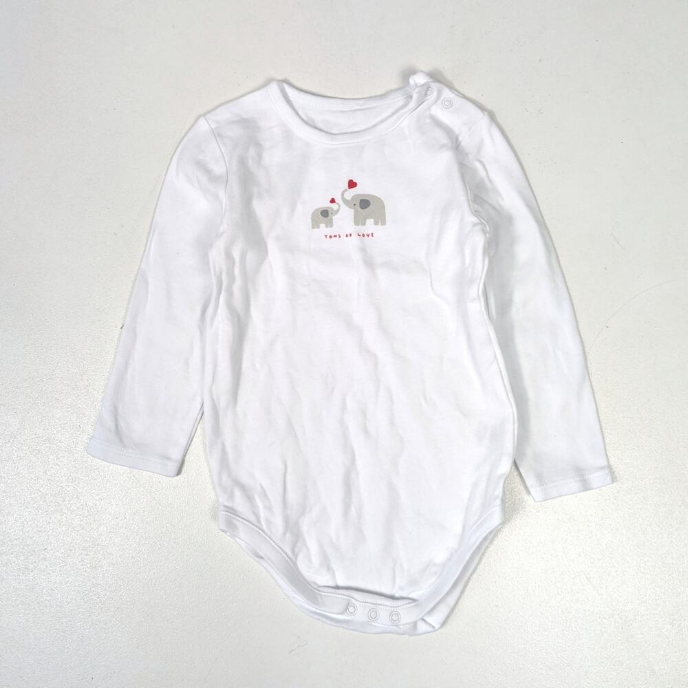 Janie and Jack Onesie Girls Sz 18-24m Elephant Valentines Day White Long Sleeve